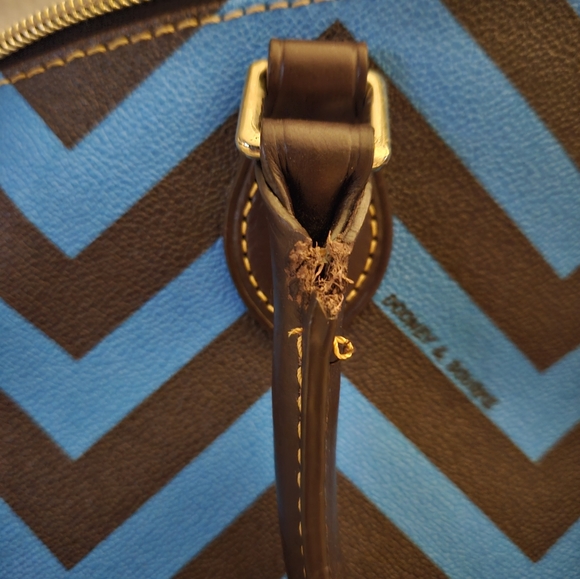 Beautiful Chevron blue and black Dooney and Burke dome shape shachel. - Picture 6 of 13